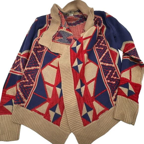 SELF ESTEEM | Women's XL Boho Open Front Cardigan Knit Sweater Southwest Aztec - Picture 2 of 9